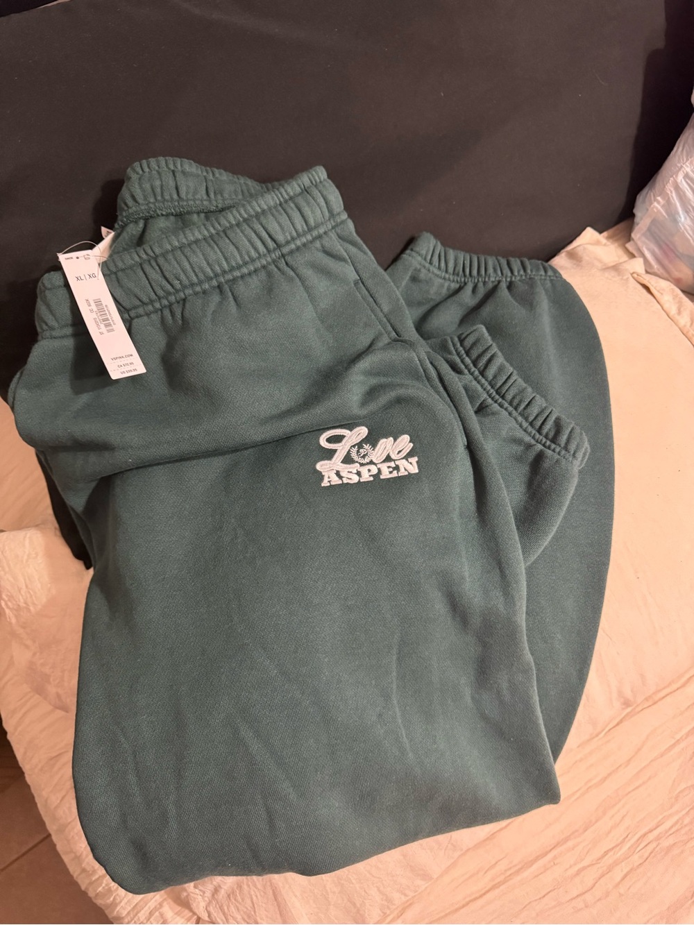 PINK Victoria's Secret Teal Green 'Love Aspen' Women’s Sweatpants